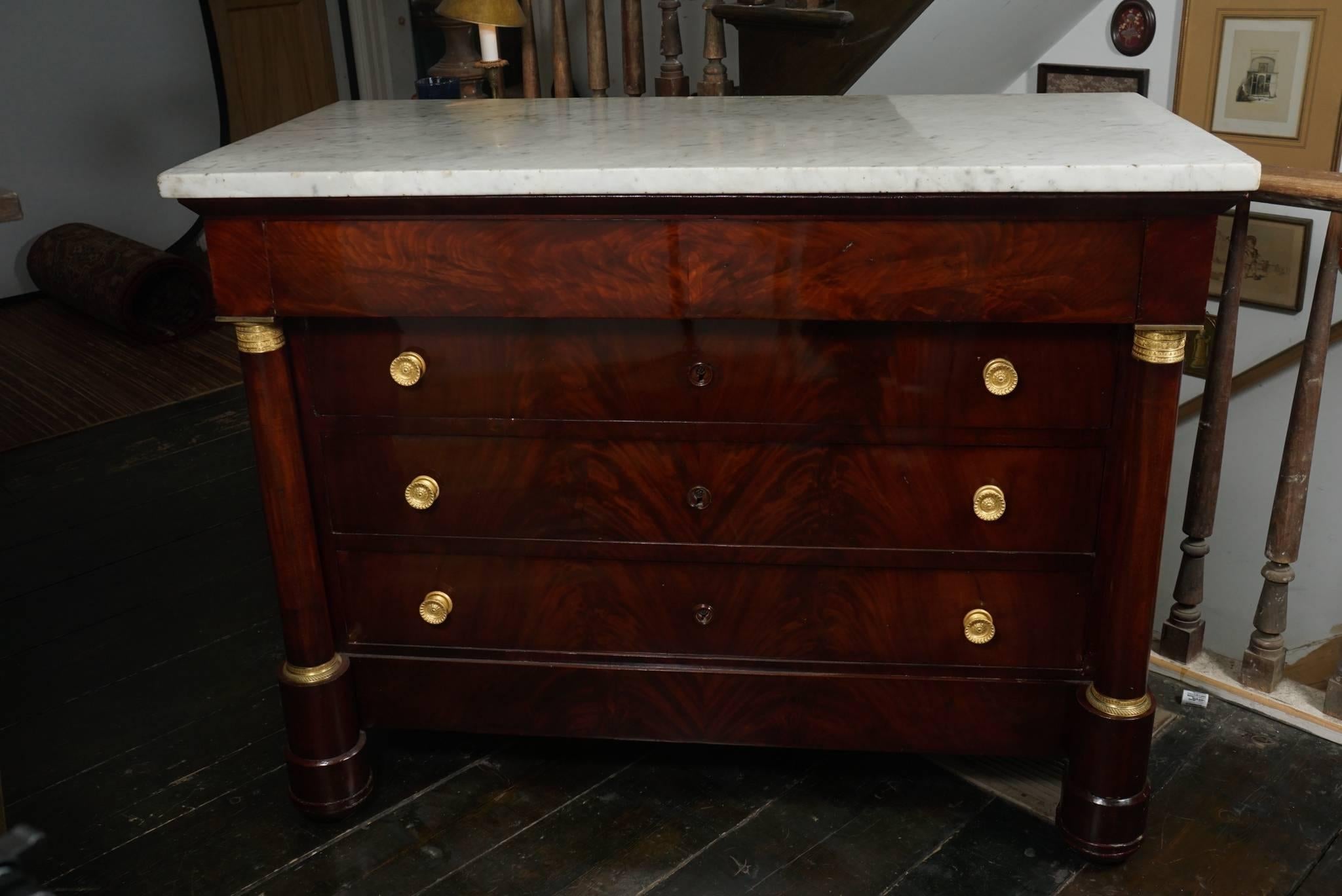 Gilt Period French Empire Commode with Gilded Bronze Hardware and Mounts