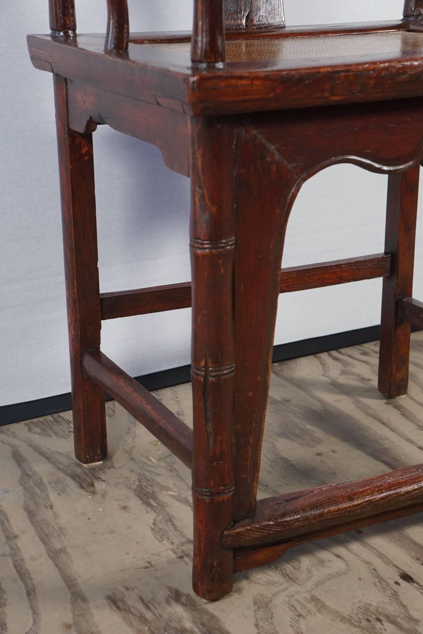 Pair of Early 19th Century Elm Chinese Armchairs For Sale 4