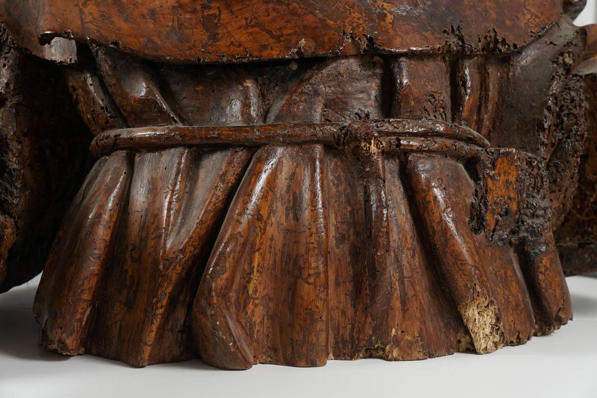 Lifesize Sienese Wood Carved Bust of a Monk, circa 1580-1600 1