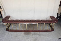 Bespoke Large Vintage English Leather Padded Topped Club Fire Fender