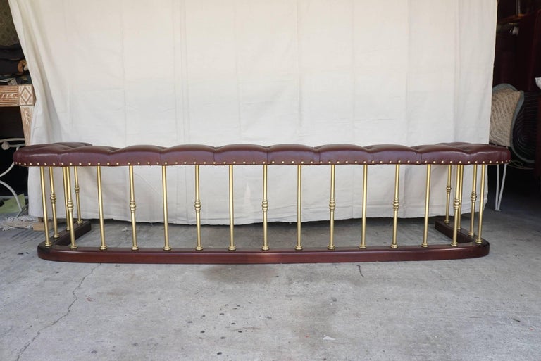 Bespoke Large Vintage English Leather Padded Topped Club Fire Fender at