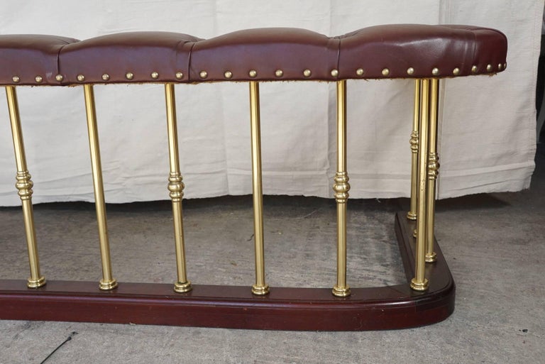 Bespoke Large Vintage English Leather Padded Topped Club Fire Fender at