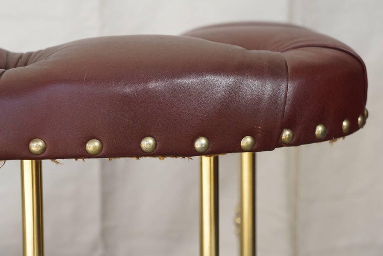 Bespoke Large Vintage English Leather Padded Topped Club Fire Fender at