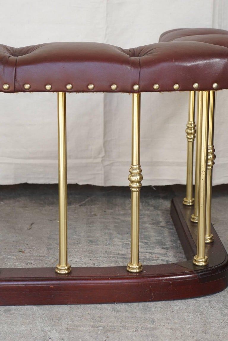 Bespoke Large Vintage English Leather Padded Topped Club Fire Fender at