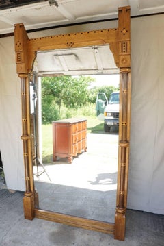 Pair of Late 19th Century Very Large English Oak Reformed Gothic Mirrors