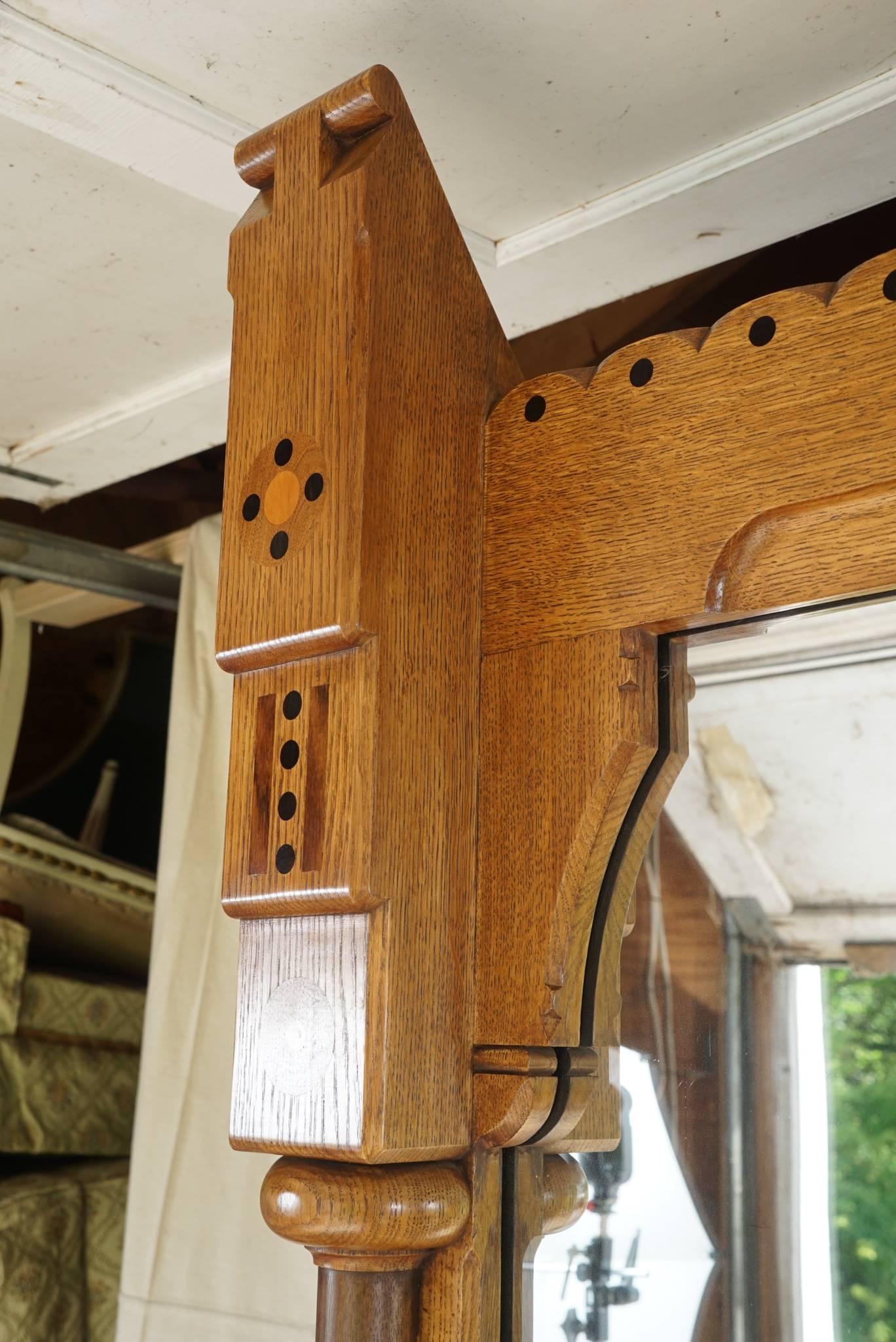 Pair of Late 19th Century Very Large English Oak Reformed Gothic Mirrors For Sale 2