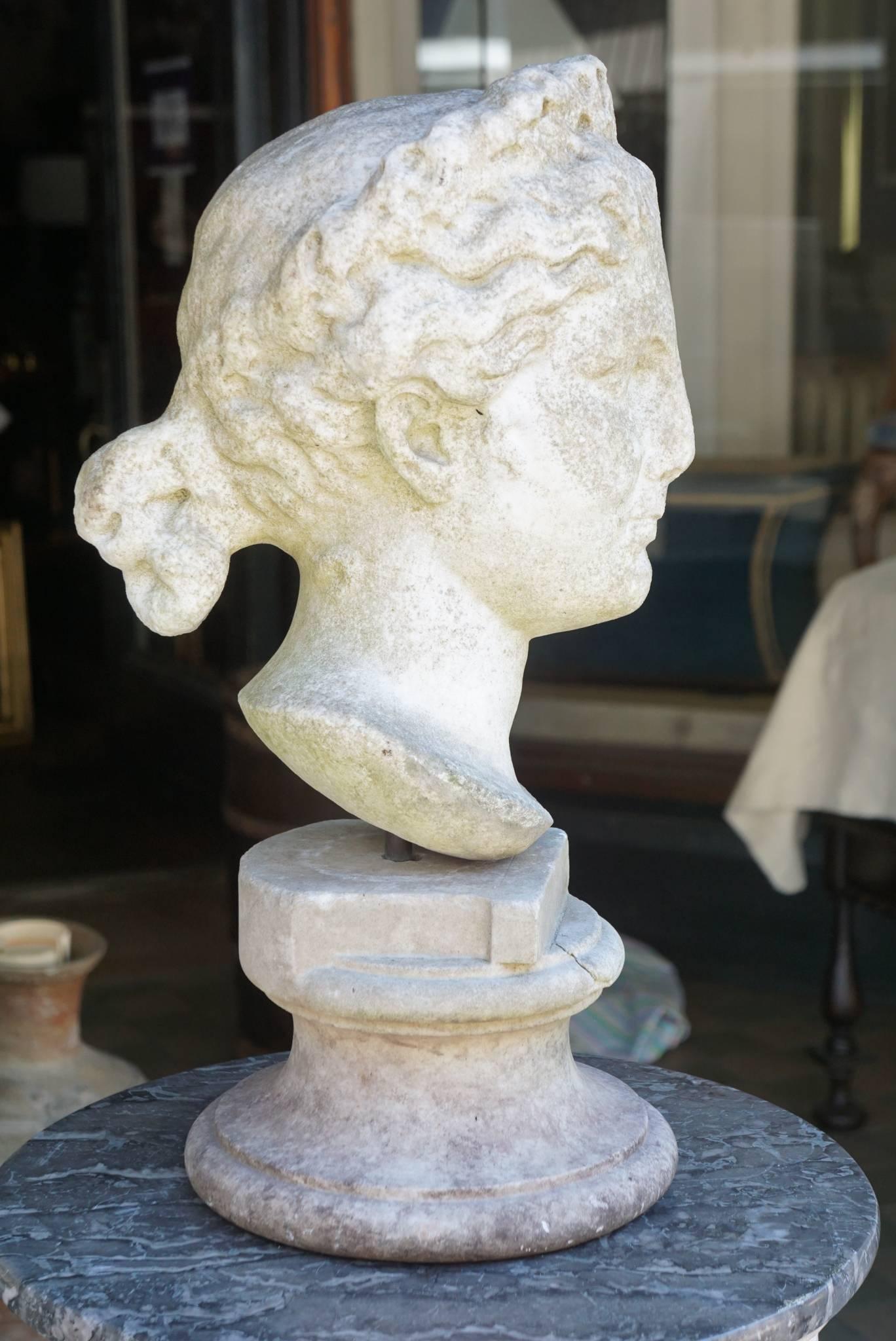 Classical Roman Italian 19th Century Carved Marble Bust after the Antique