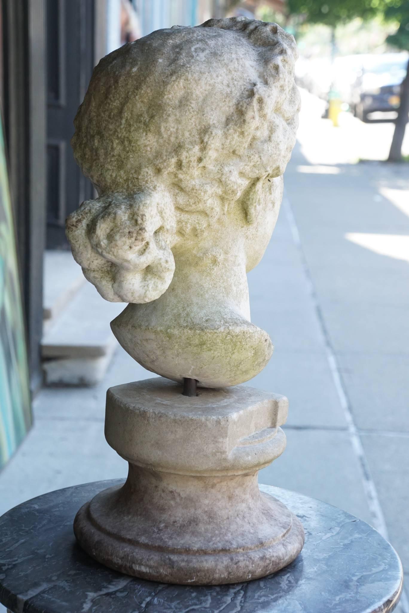 Italian 19th Century Carved Marble Bust after the Antique In Good Condition In Hudson, NY