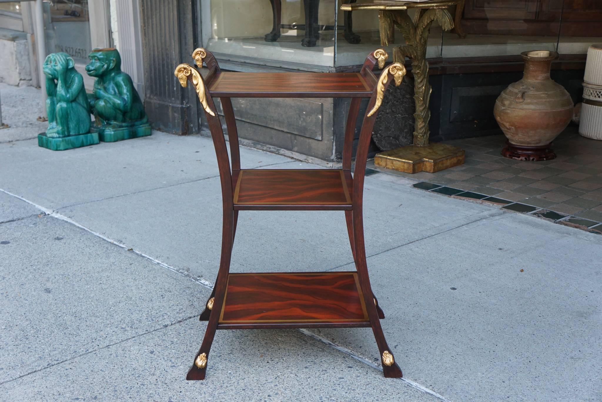 Faux Bois Regency Style Grain Painted and Gilded Three-tiered Table