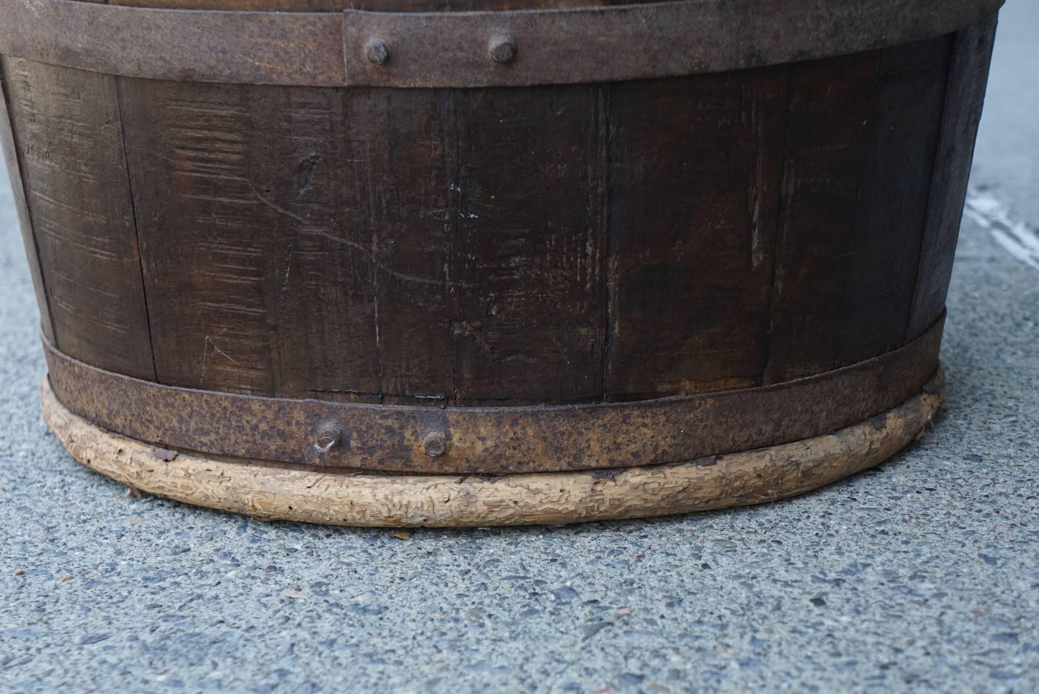 Mid-19th Century, French Oak Flat Back Iron Bound Barrel 3
