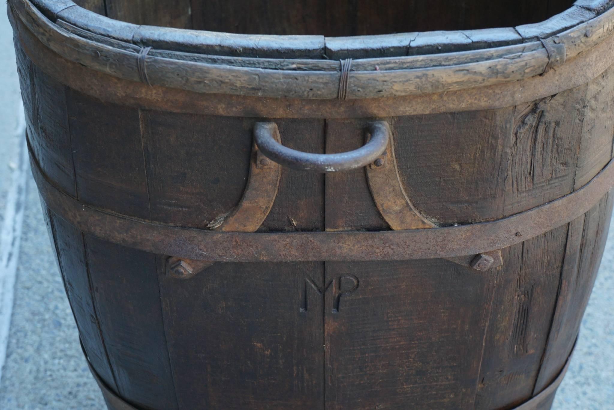 Mid-19th Century, French Oak Flat Back Iron Bound Barrel 5