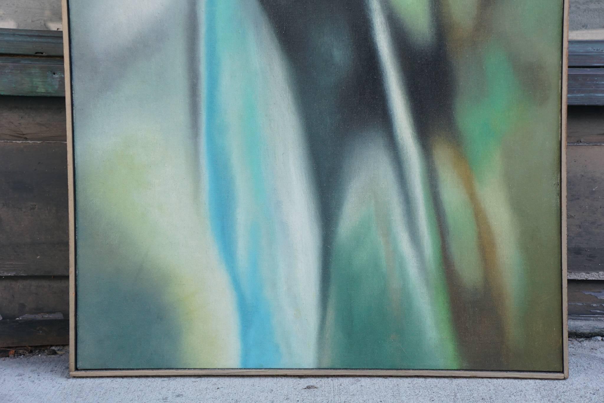 Peinture à l'huile abstraite de l'école du XXe siècle, intitulée Rudolf Forst « Green Fields ». Bon état - En vente à Hudson, NY