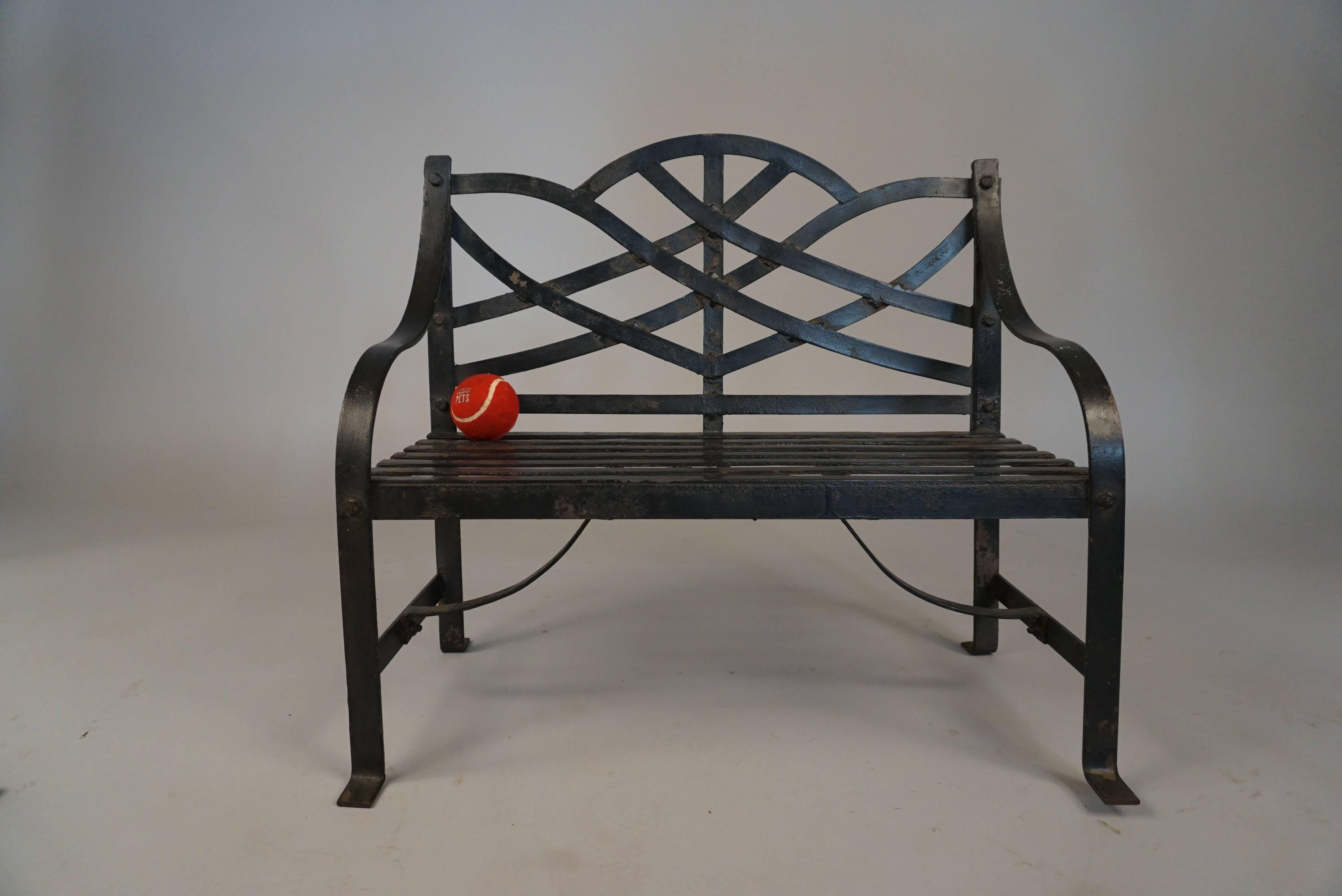 Diminutive Child's Iron Garden Bench In Excellent Condition For Sale In Hudson, NY