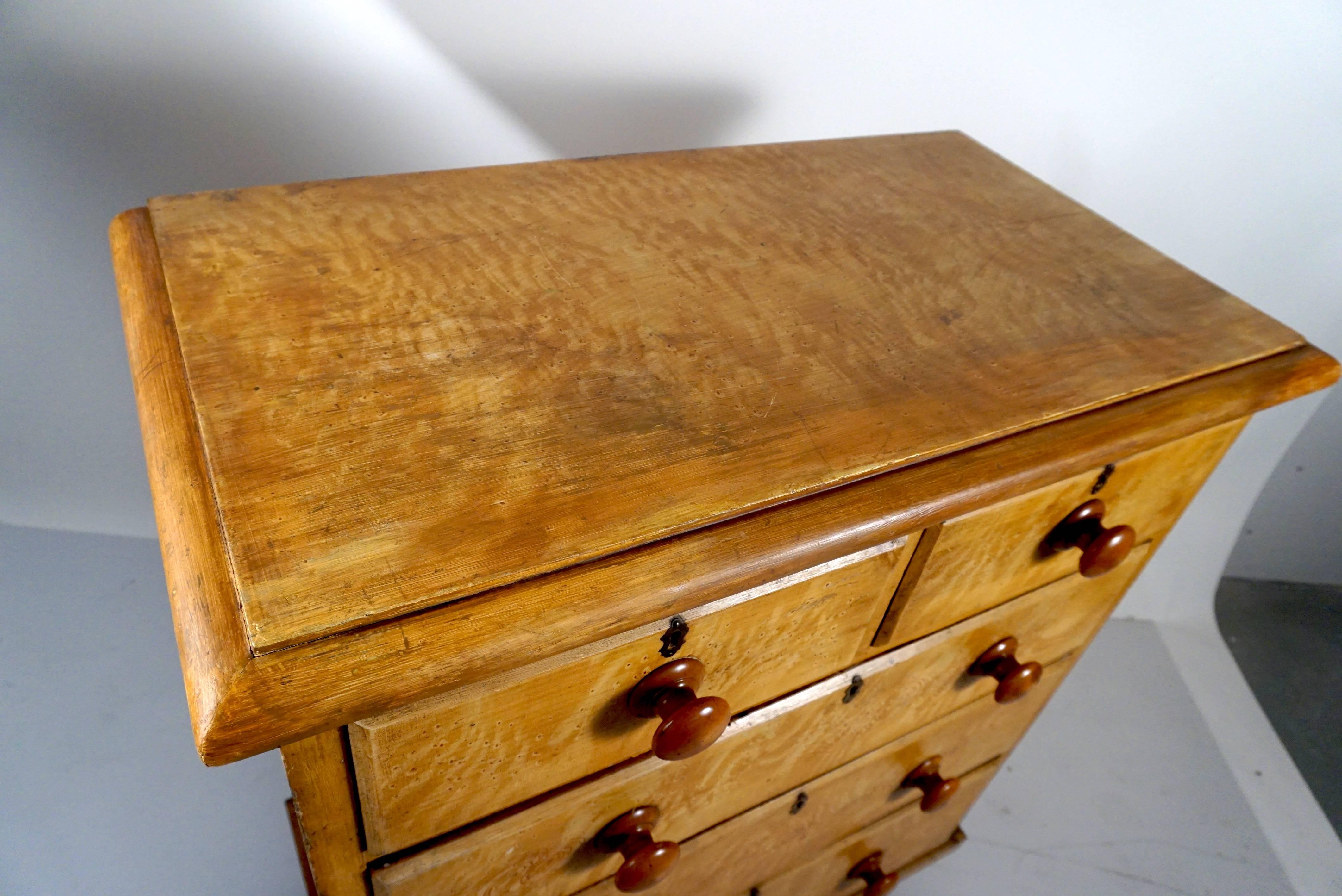 Lovely French Grain Painted Chest with Five Drawers 1