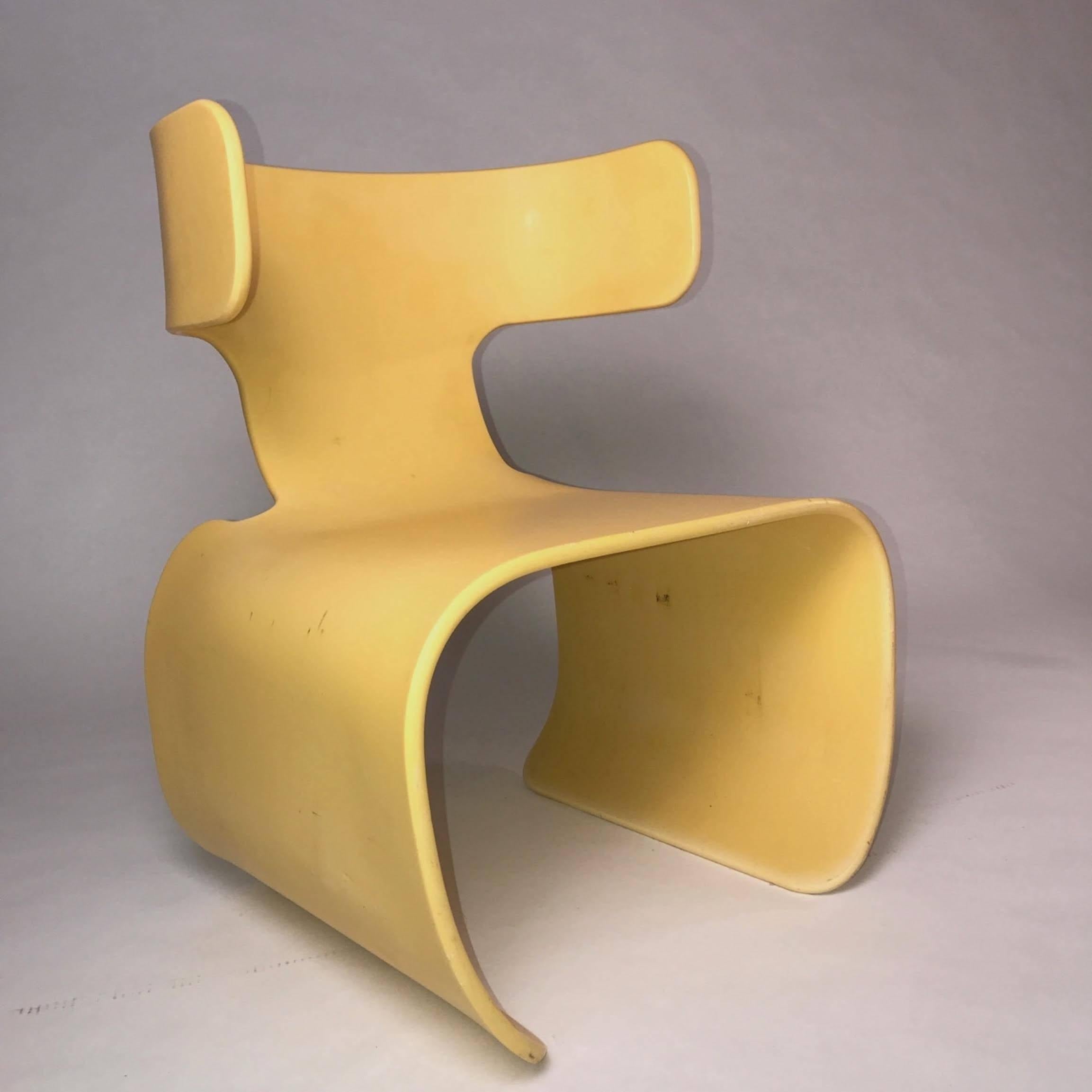 Late 20th Century Chair of Yellow Resin, Prototype, circa 1980 For Sale