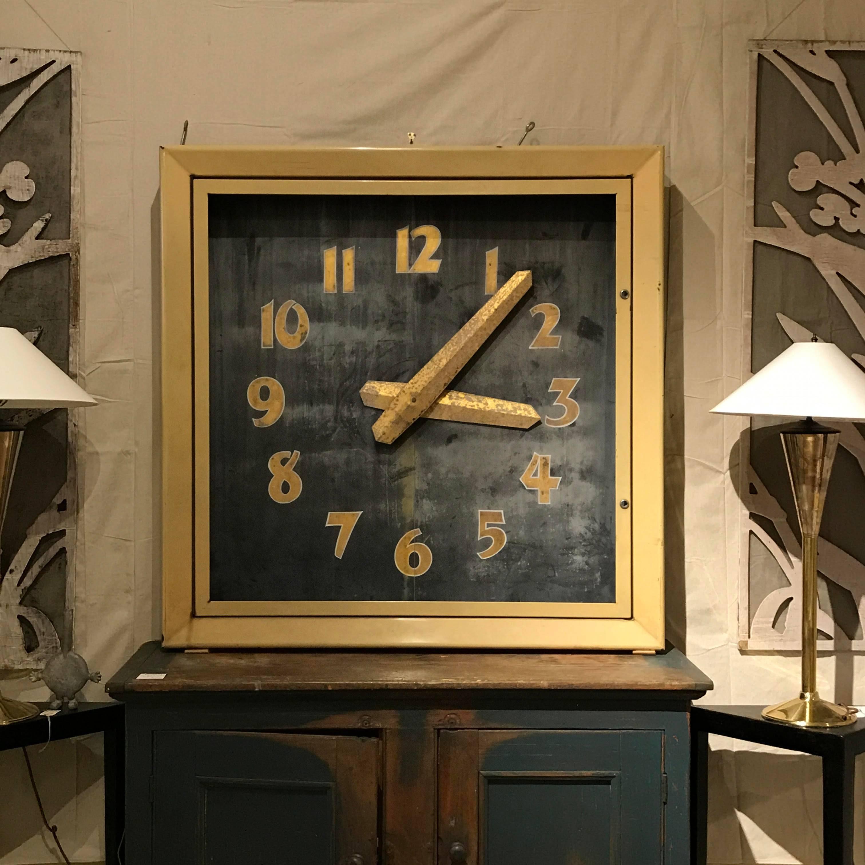 Grand 1940s Storefront Gilt and Enameled Clock 3
