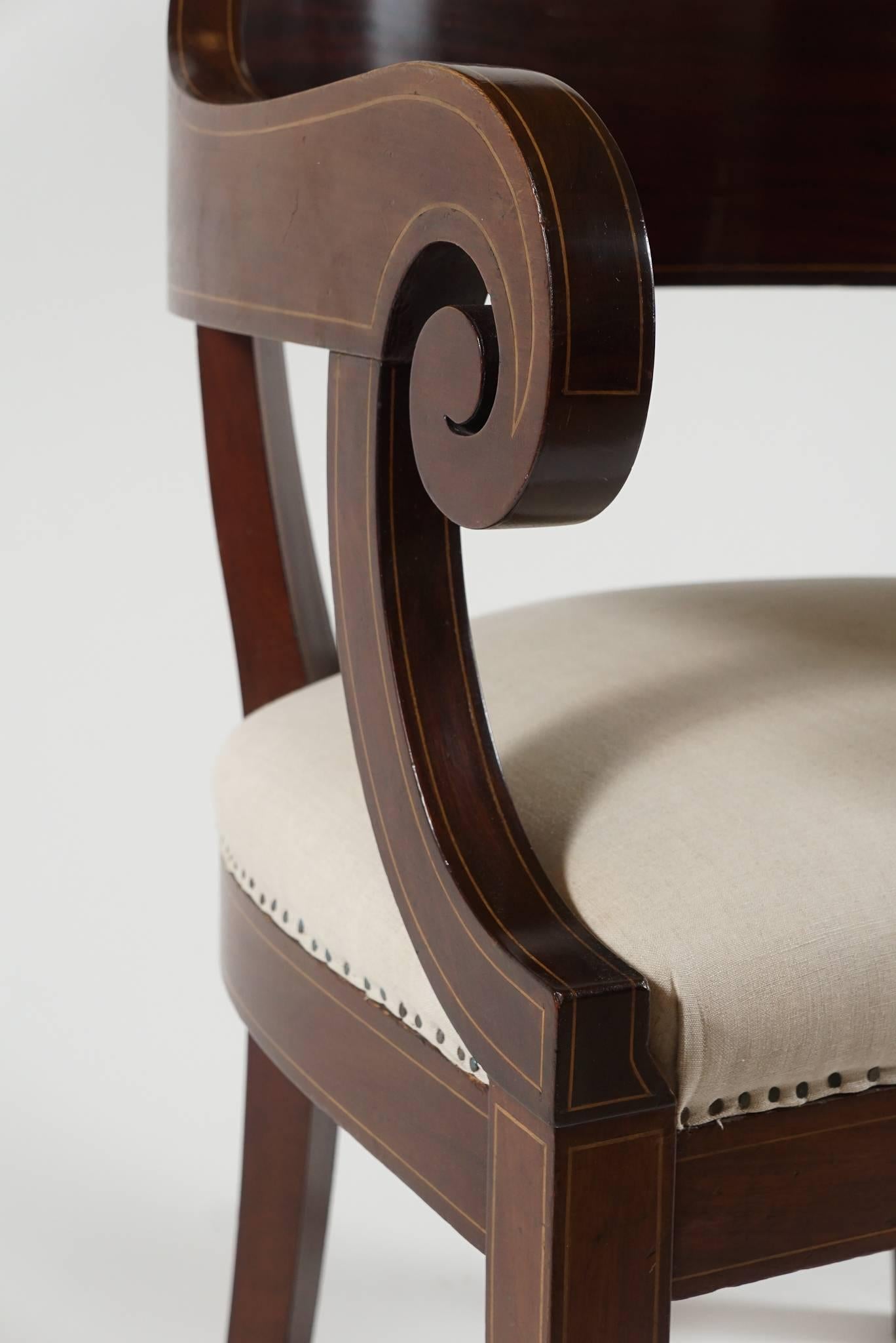 Mahogany Classical American Library Armchair For Sale