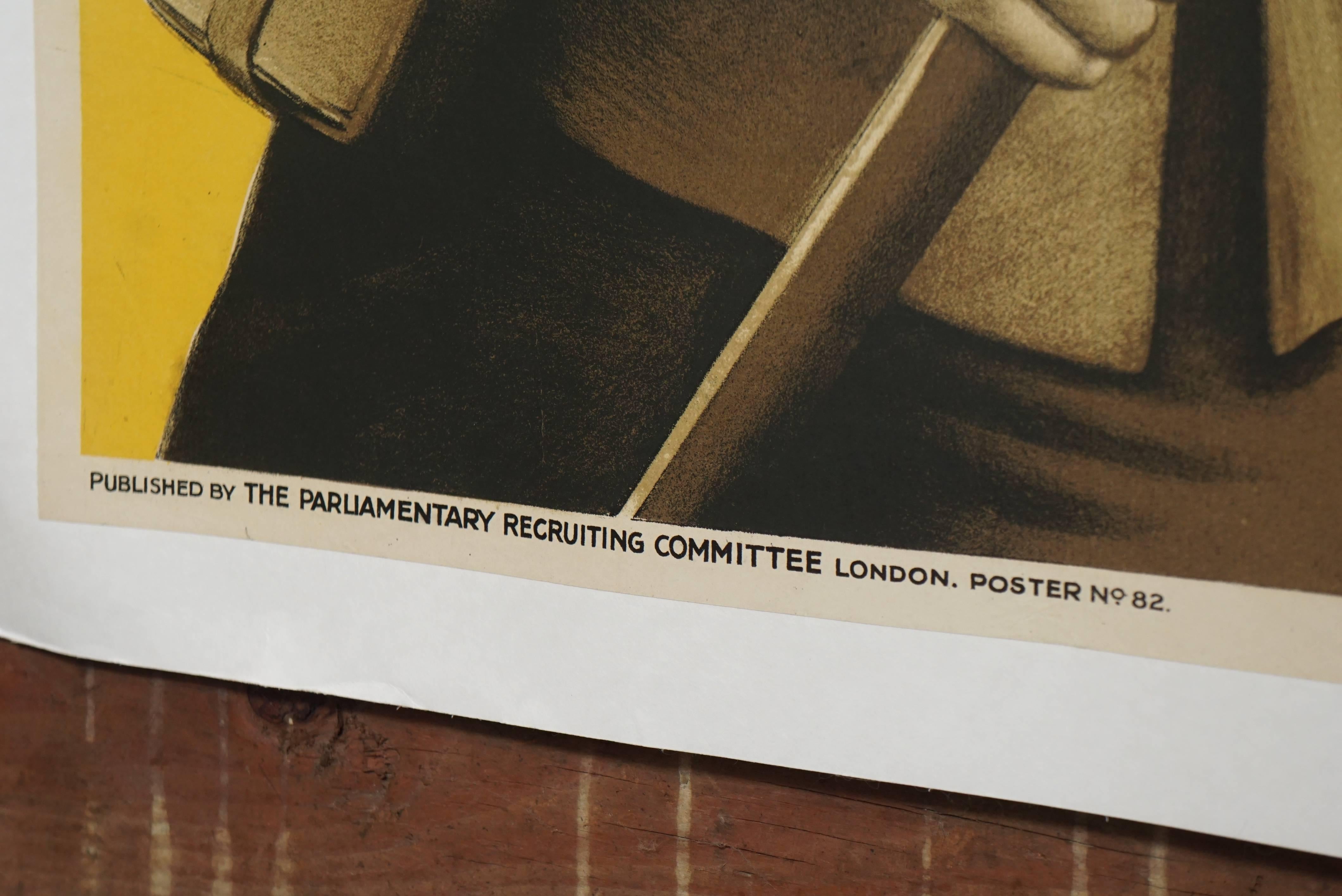 British Colonial 1916 British Recruitment Poster 