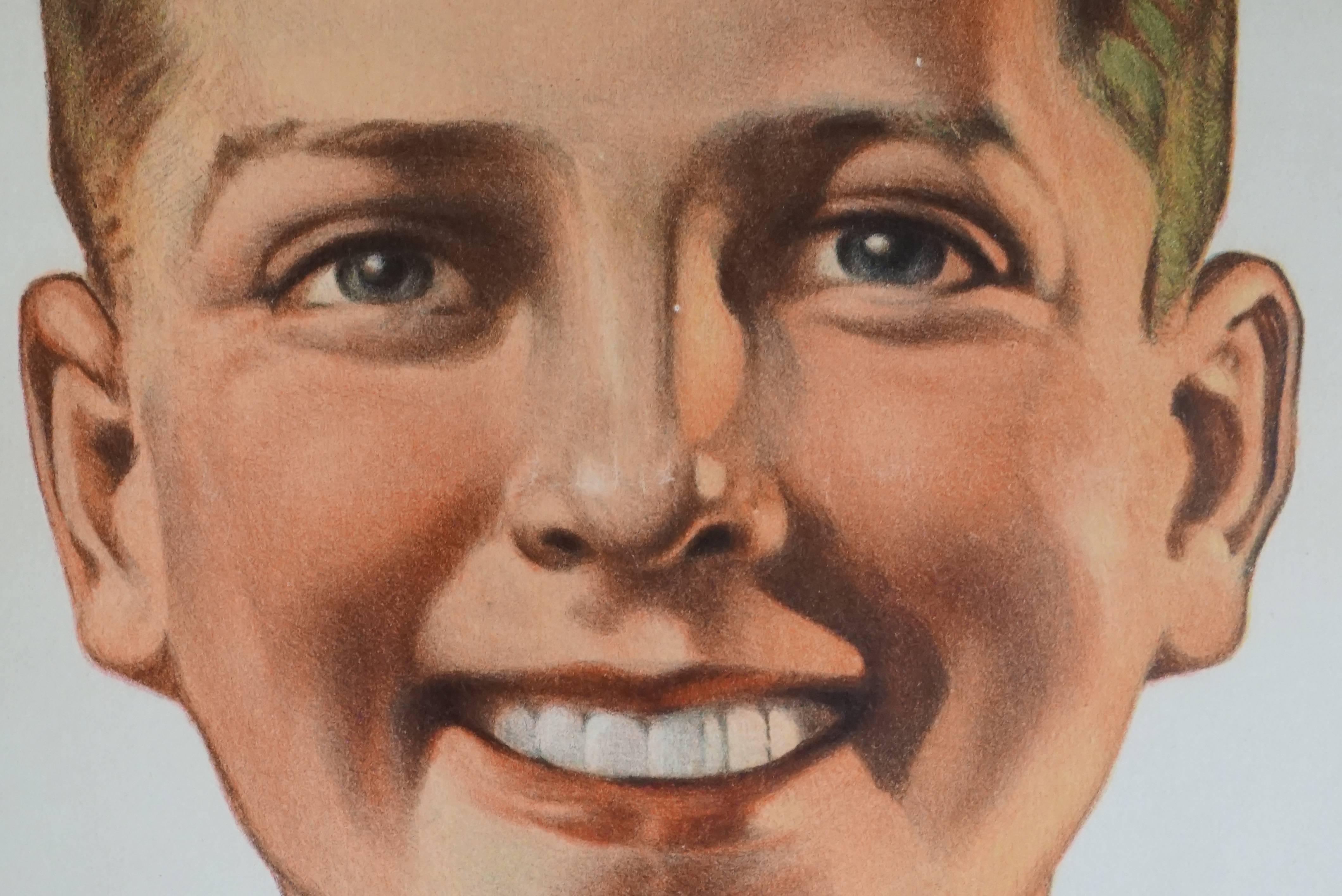 Art Deco Large Poster of Young Man Who Enjoys Biscotti, circa 1920 For Sale