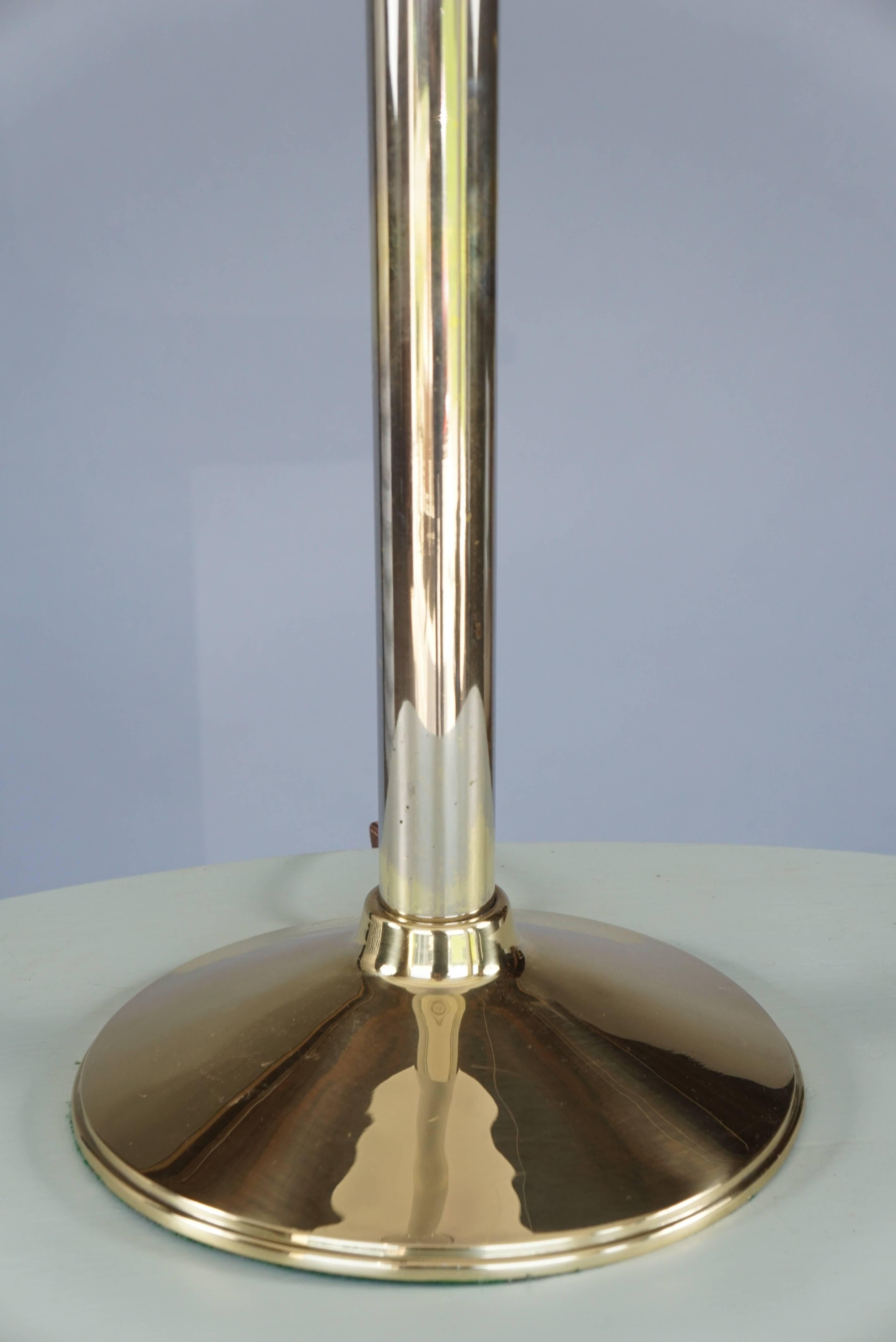 Mid-Century Modern Pair of Brass and Nickel Tall Lamps For Sale