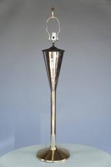 Pair of Brass and Nickel Tall Lamps