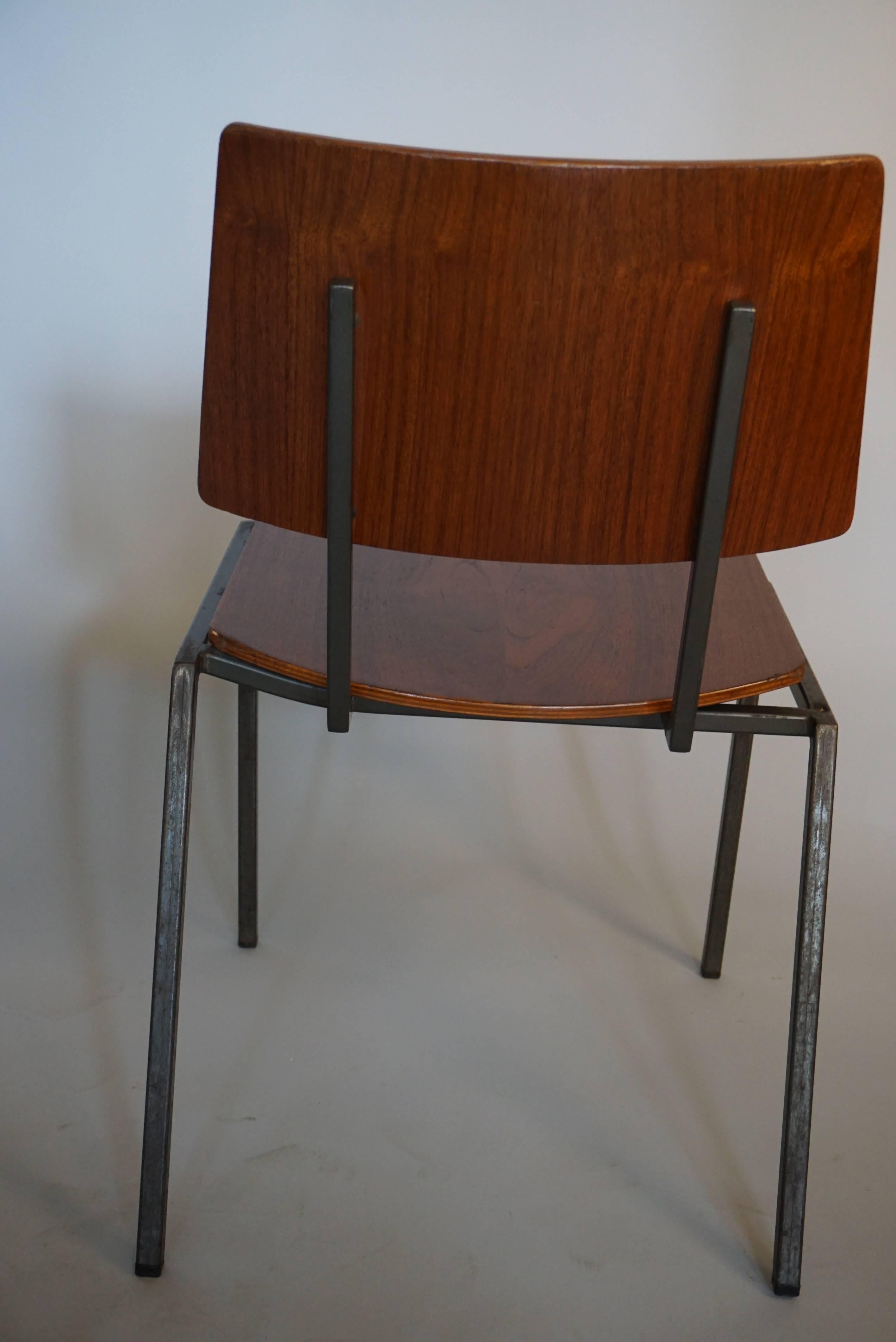 Late 20th Century Eight Danish Iron and Teak Dining Chairs