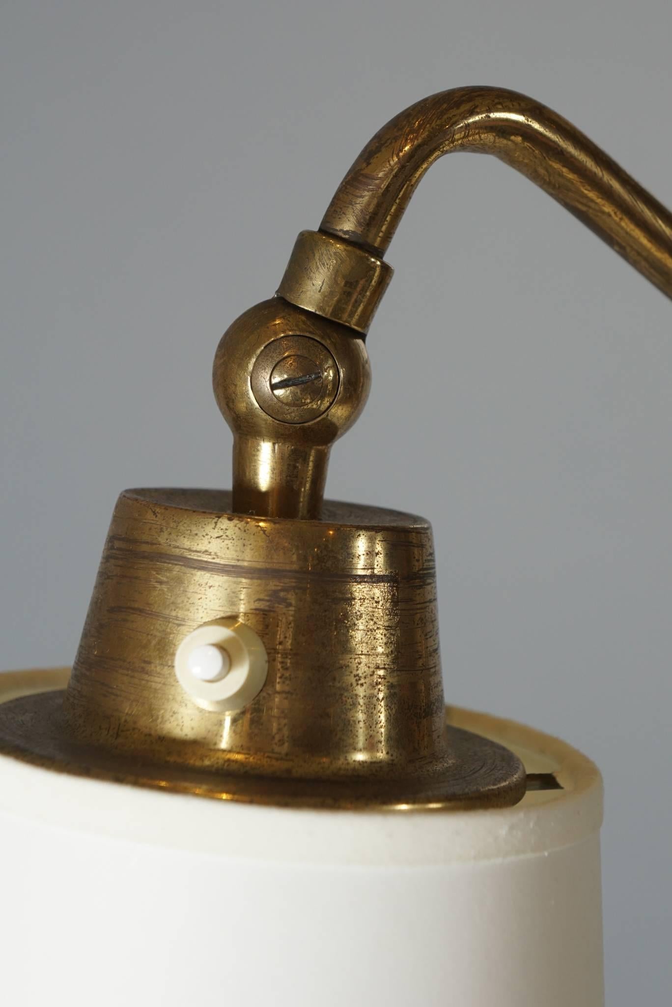 Three-Armed Brass and Bone Lamp In Good Condition In Hudson, NY