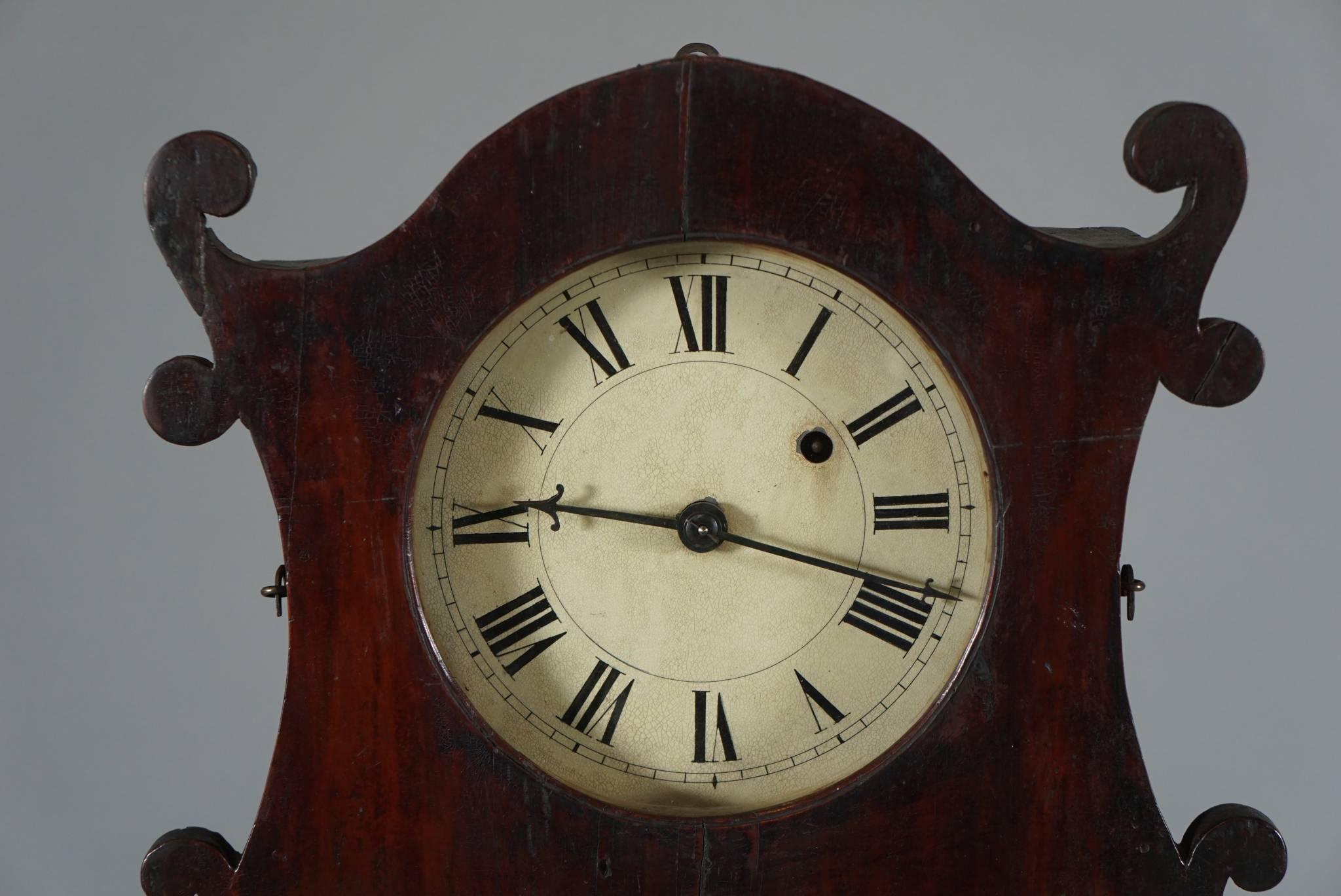 American Classical Unusual American Scroll Front Mantle Clock, circa 1840