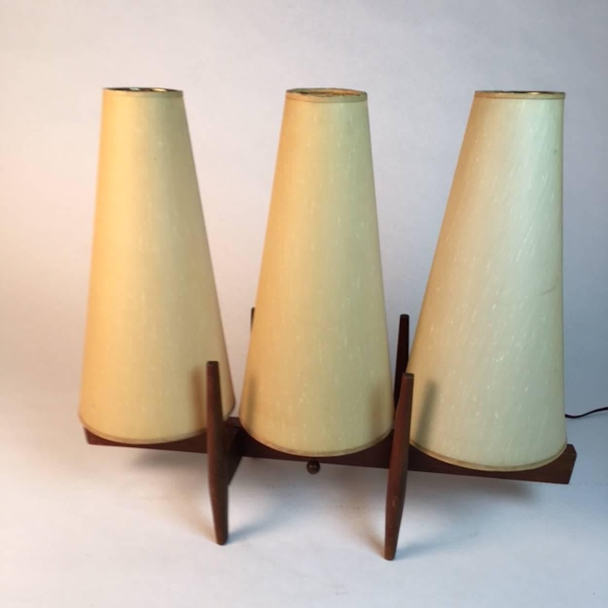 Unique Three-Shade Danish Modern Table Lamp For Sale 1