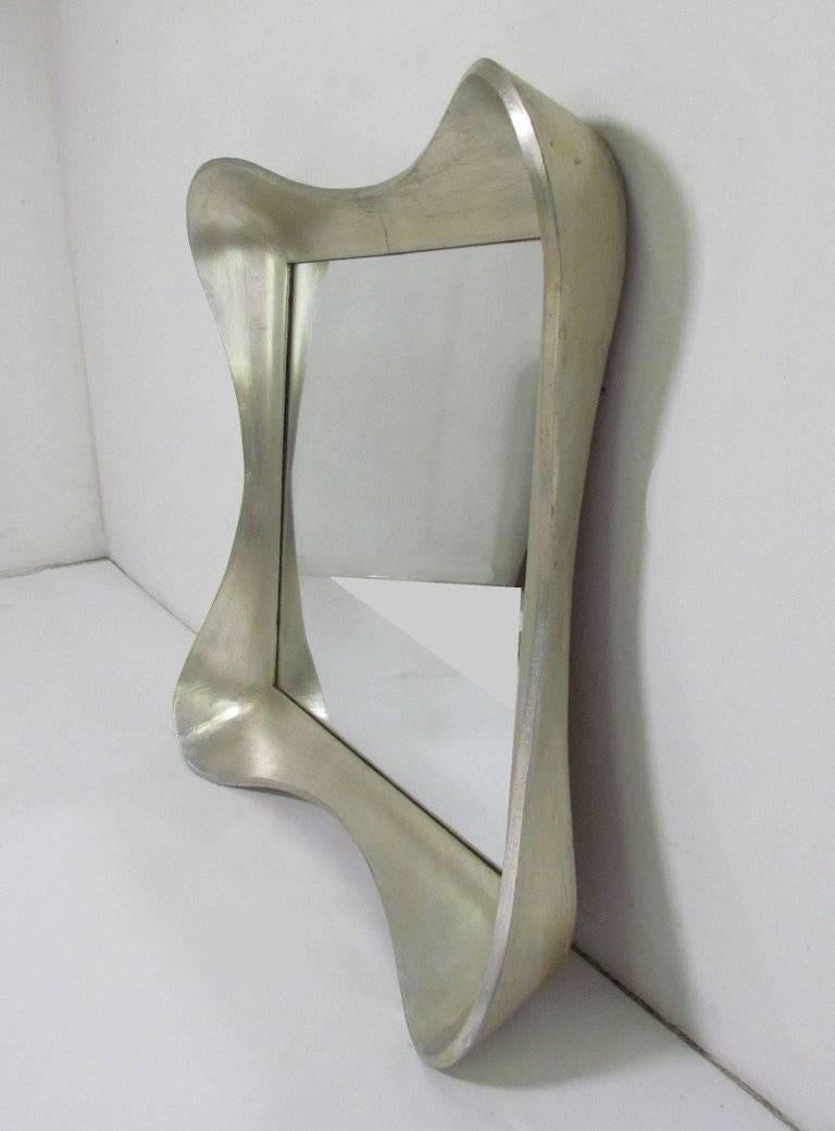 Mid-20th Century 1940s Silver Leaf Mirror Labeled Grosfeld House For Sale