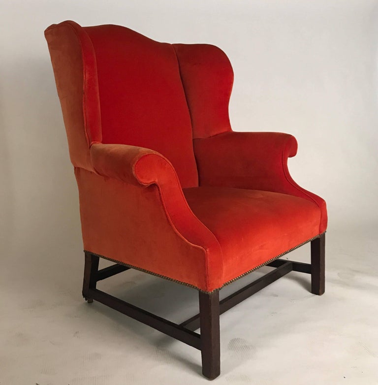 Extremely Orange Wingback Chair At 1stdibs 19th Century Wingback Chair Brilliant Orange Condition Of Fabric Is Good With Exception