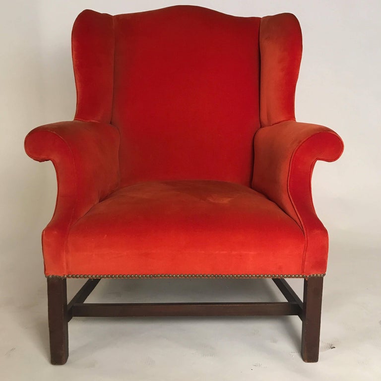 Extremely Orange Wingback Chair at 1stDibs