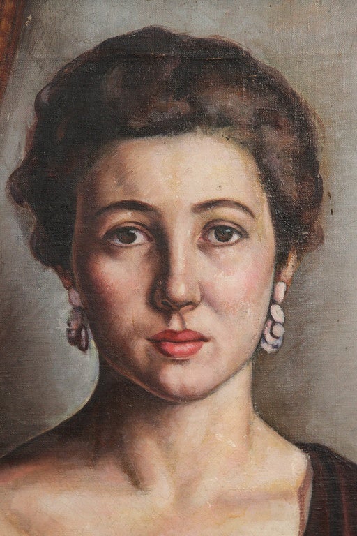 Unsigned early 20th c. Portrait.   Oil on canvas.  Contemporary frame with period look.