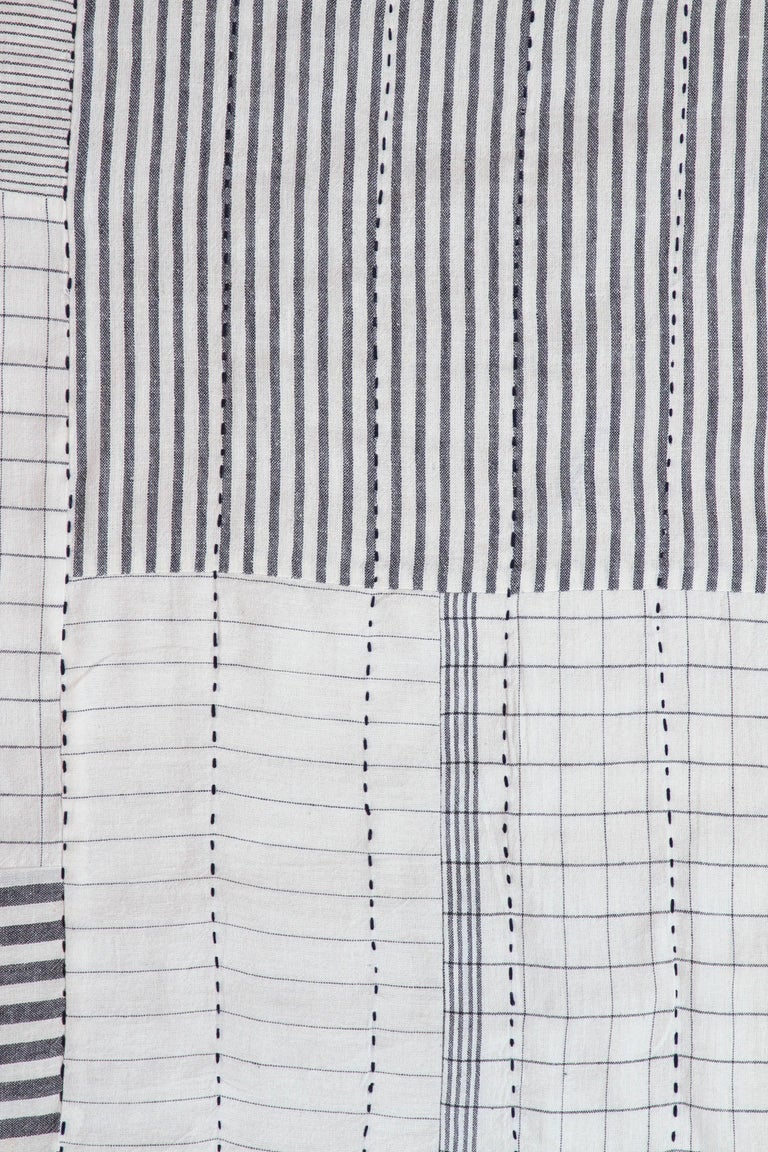 Indian Khadi Cloth Patchwork Quilt For Sale at 1stDibs