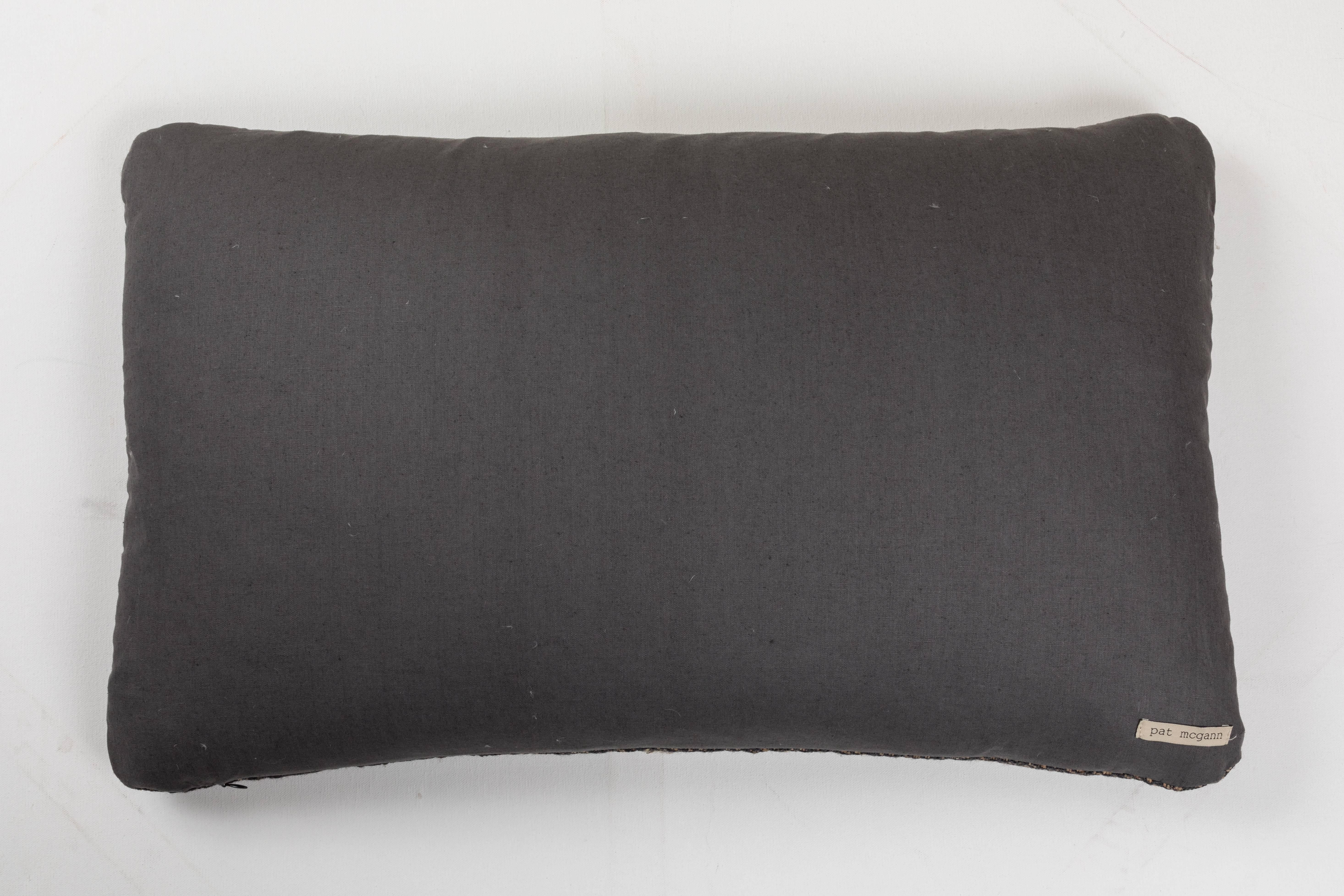 Indian Handwoven Pillow Charcoal and Tan In Excellent Condition For Sale In Los Angeles, CA
