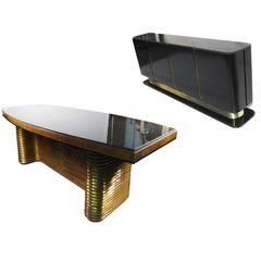 Incredible Custom Brass and Granite Dining or Office Suite by Edward Moore 10