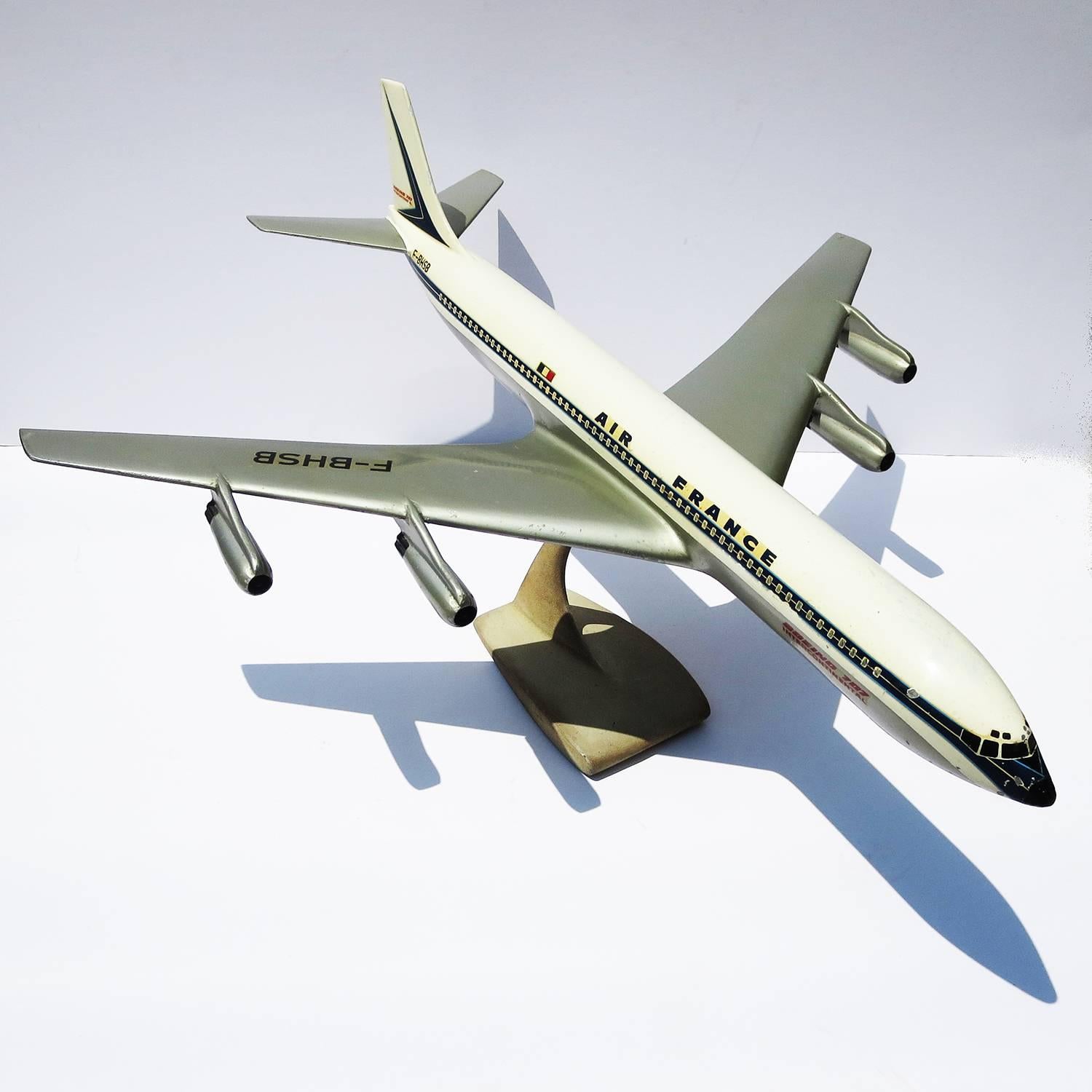 Mid-Century Modern Air France Painted Metal Boeing 707 Desk Model