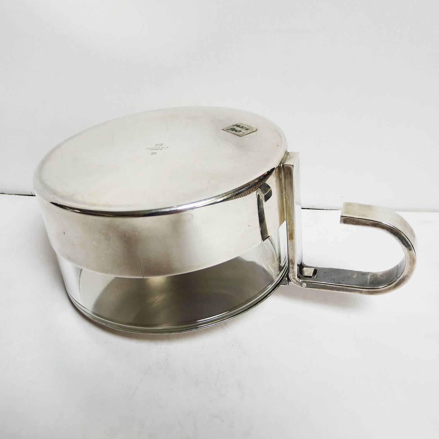 A very clean and modern design by Christofle of France. The bowl is in perfect condition, and displays very well. Stamped on the underside of the silver.