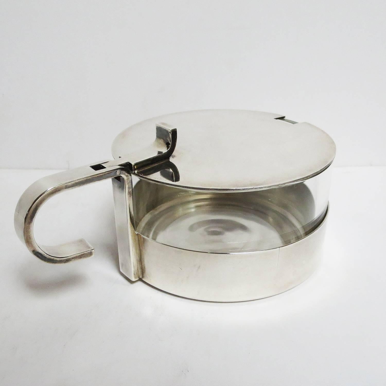 Christofle Silver and Crystal Sugar Bowl In Excellent Condition For Sale In North Hollywood, CA