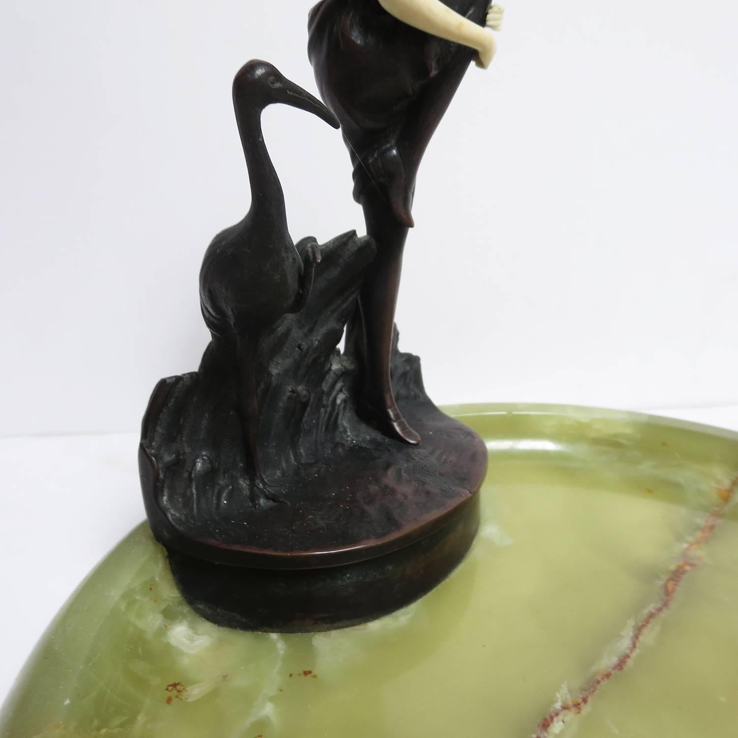 Austrian Art Deco Bronze and Onyx Ashtray by J. Ulrich, Austria