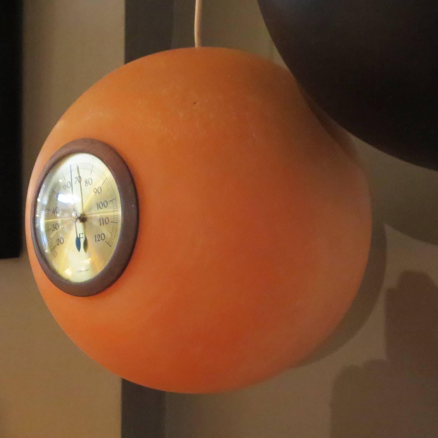 Painted German Mid-Century Ceramic Barometer or Thermometer in the style of Calder