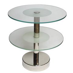 Art Deco Glass and Steel Side Tables in the Manner of Gio Ponti