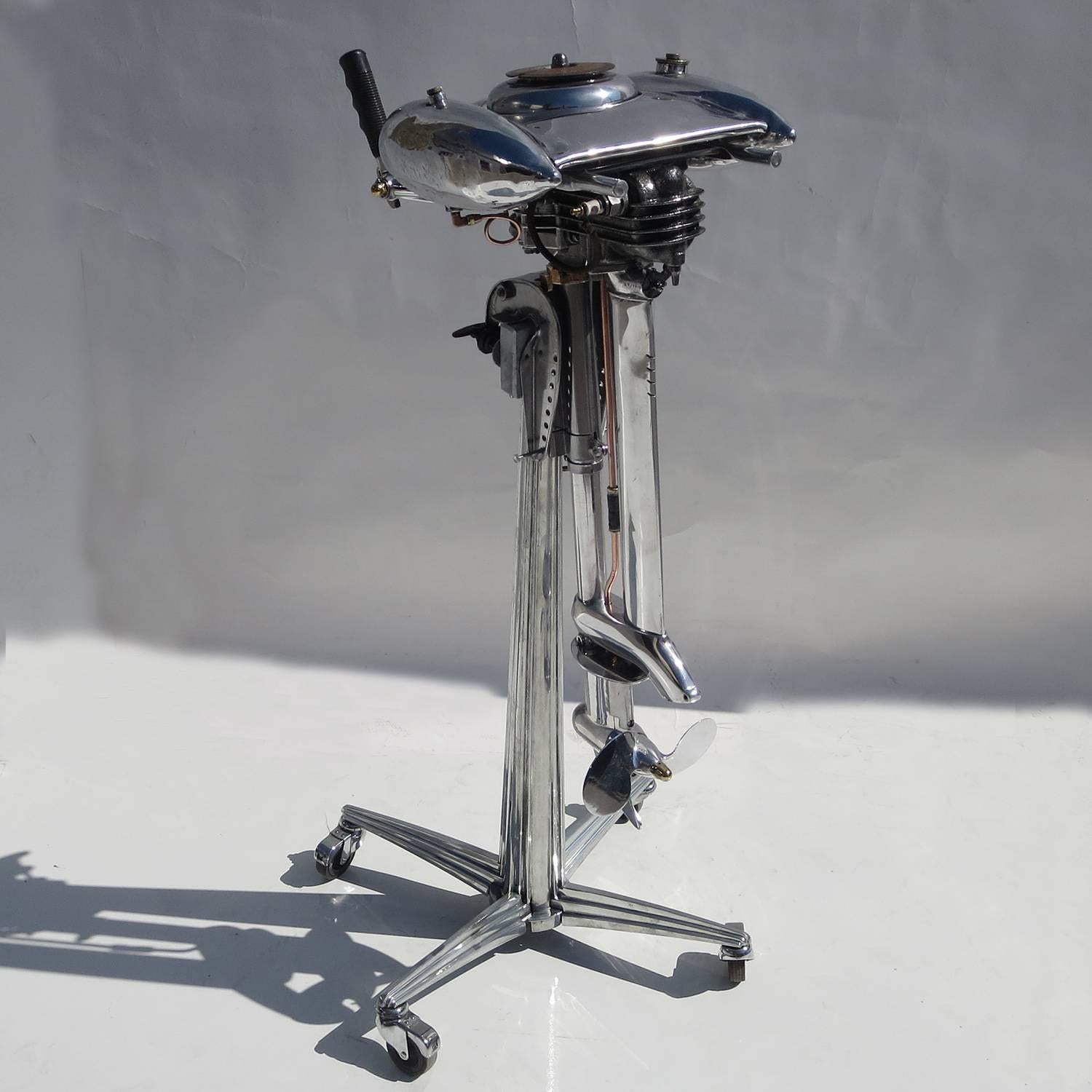 The Waterwitch motor, although a short - lived design, signaled the modernization and forward movement for something as humble as a fishing boat. Designed by John Morgan, and produced by Kissel Industries, the Waterwitch motor was sold exclusively