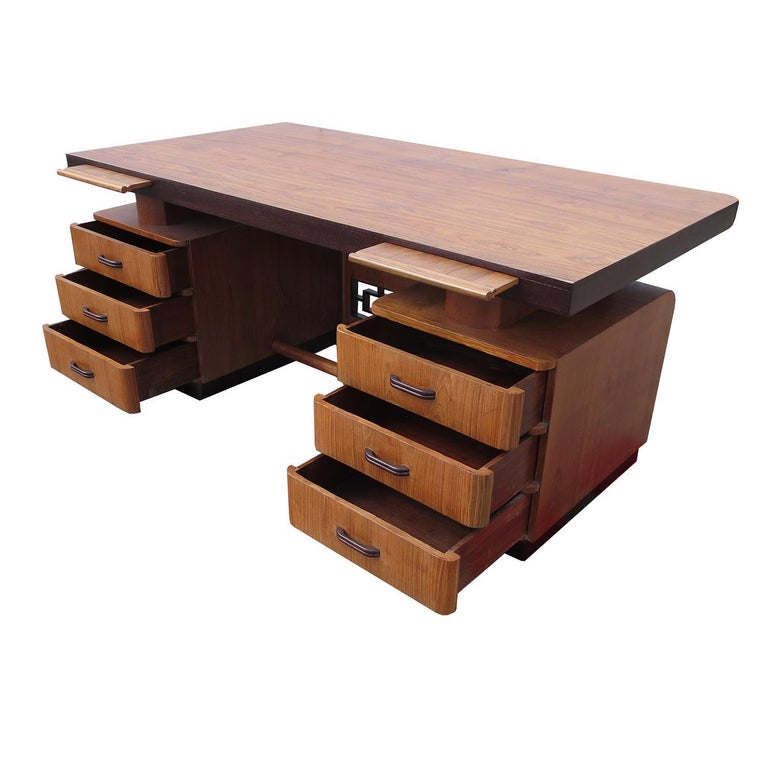 Art Deco Executive Desk in Walnut at 1stDibs