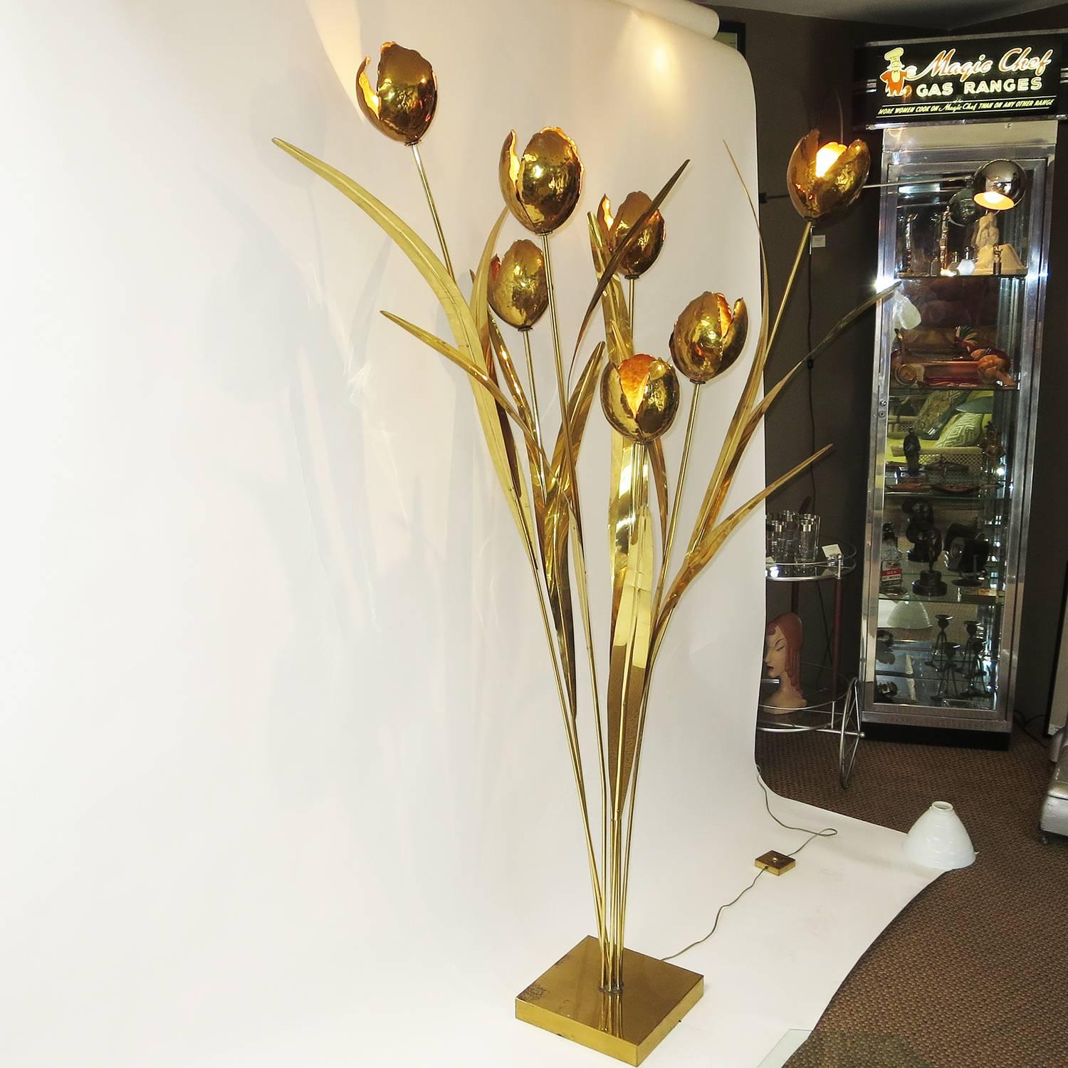 Mid-Century Modern Brass Floor Lamp in the Style of Maison Jansen