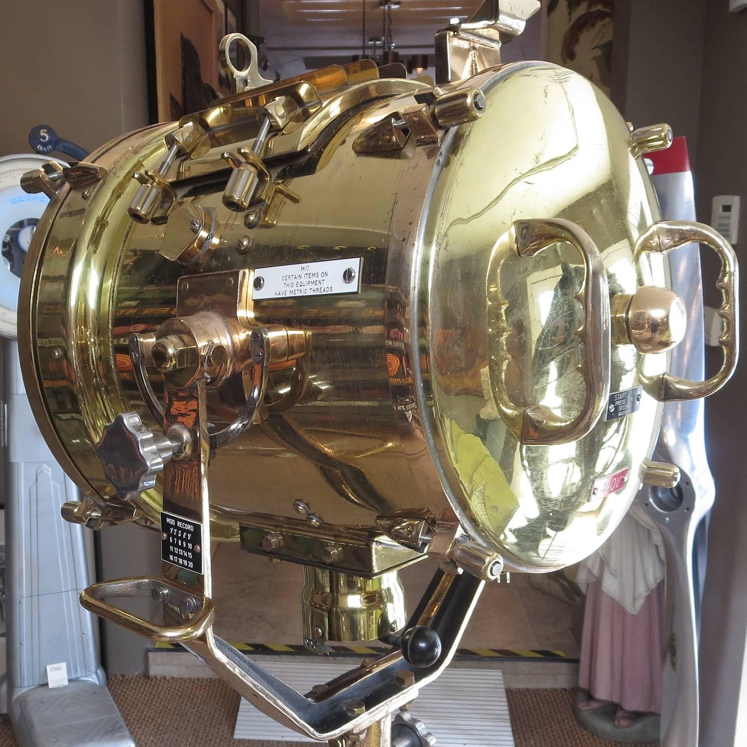 Polished British Ship Brass Signaling Projector Standing Lamp