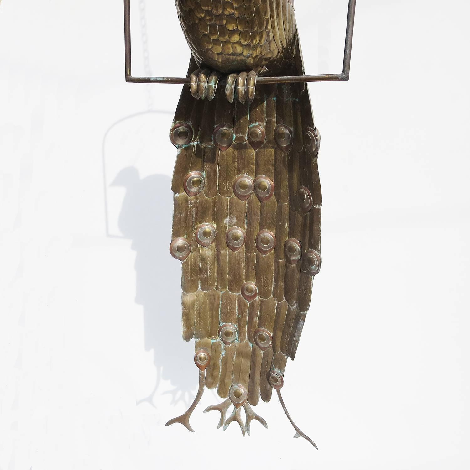 Mexican Elaborate Metal Peacock Sculpture by Sergio Bustamante #64/100