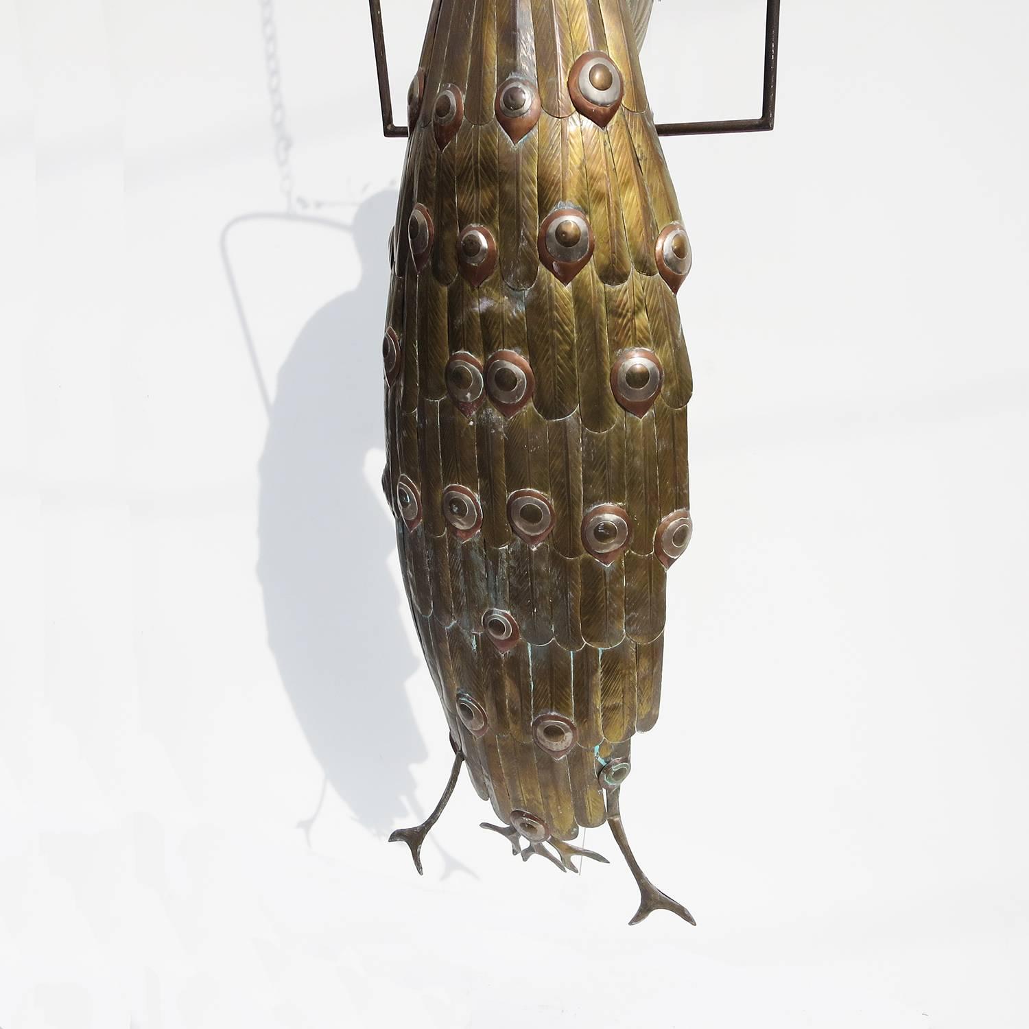 Elaborate Metal Peacock Sculpture by Sergio Bustamante #64/100 In Good Condition In North Hollywood, CA
