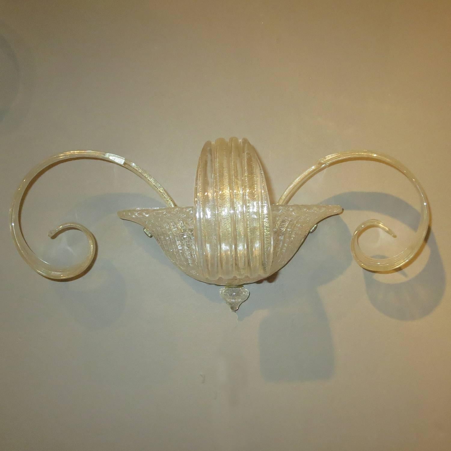 Mid-Century Modern Barovier Murano Wall Sconces For Sale