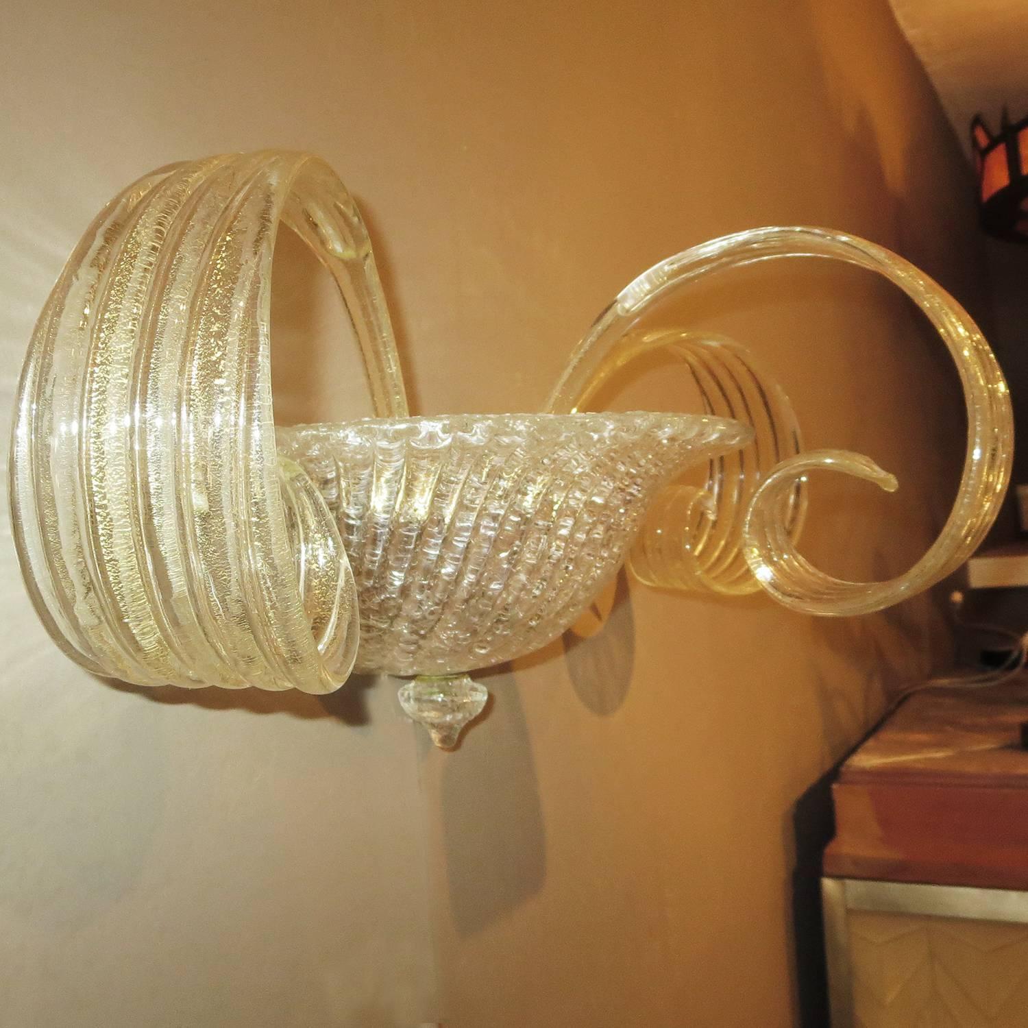 Molded Barovier Murano Wall Sconces For Sale